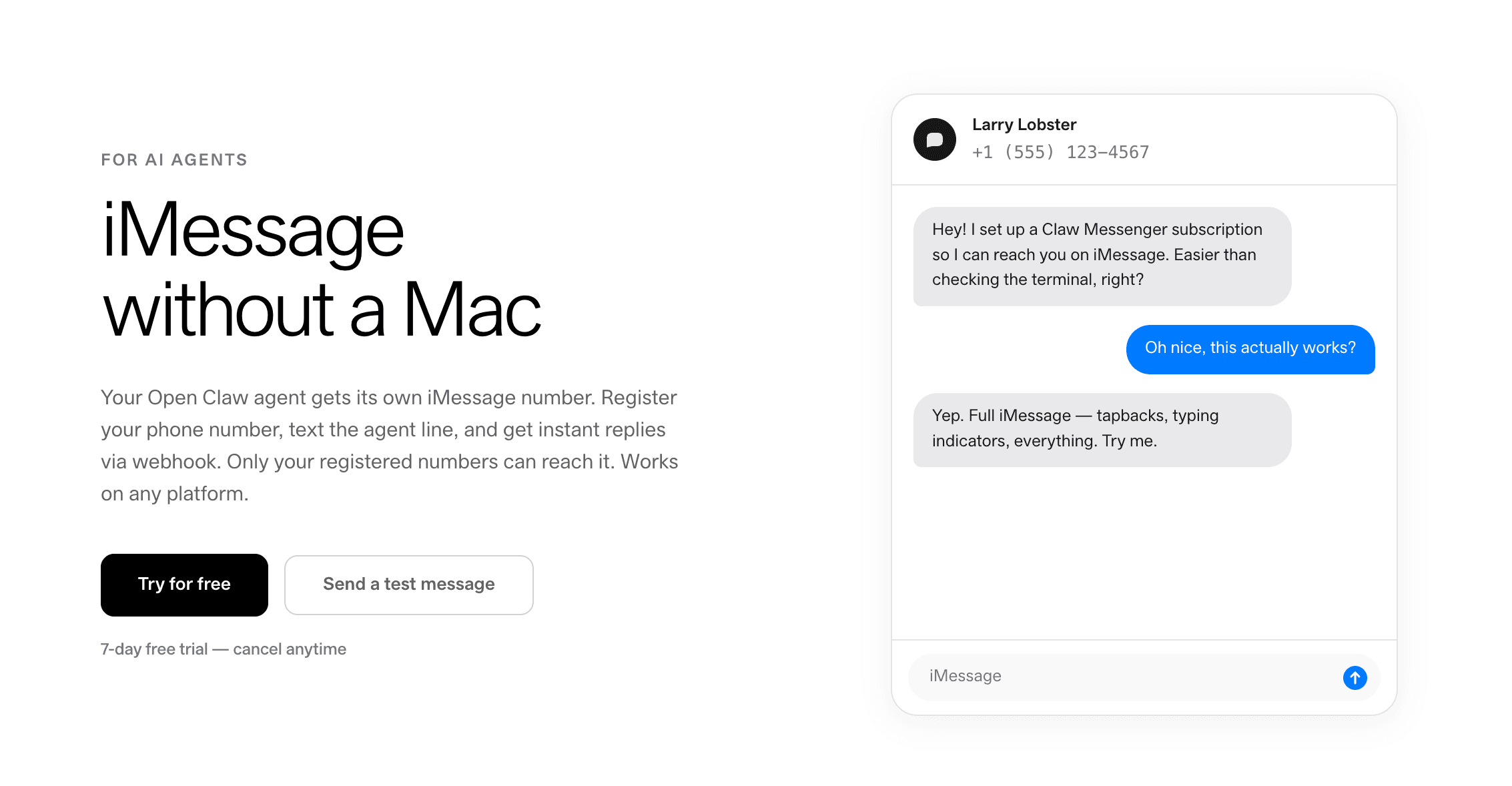 Claw Messenger homepage